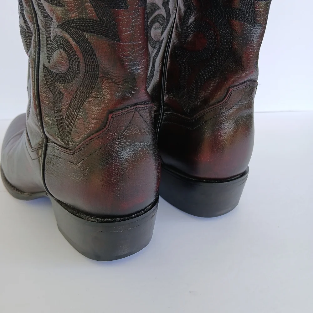 Dan Post Western Leather Cowboy Boots Cherry - Picture 4 of 9